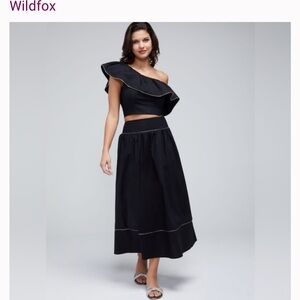Black One-Shoulder Ruffle Top and Skirt